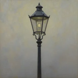 Masterpiece. Artistic principles. An oil painting of a victorian era street lamp.