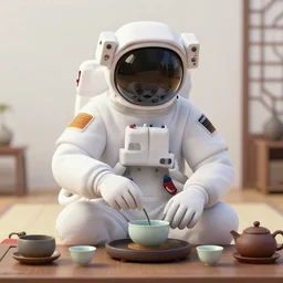 astronaut at a traditional tea ceremony