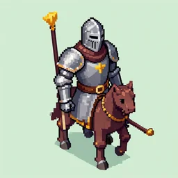 isometric pixel art knight, astonishing detail