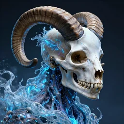 prometheus engineer close - up profile portrait with ram skull. beautiful intricately detailed, bio luminescent, plasma, ice, water, wind, creature, artwork by tooth wu and wlop and giger and beeple and greg rutkowski