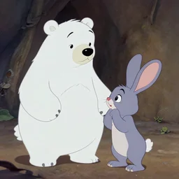 scene from 1 9 2 0's disney animation, polar bear rabbit