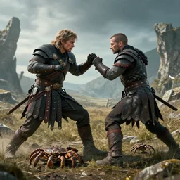 willem dafoe in skyrim fights with a mud crab