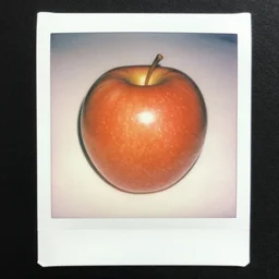 a beautiful photo of a red apple, Polaroid 600 Instant Film