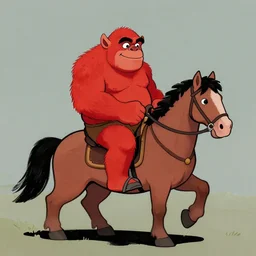 Red ogre riding a horse, funny, portrait, Greg rutkowski
