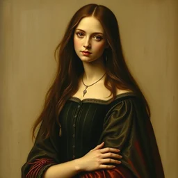 a full body portrait of a gothic young woman, mande by leonardo da vinci, highly detailed, good ligth