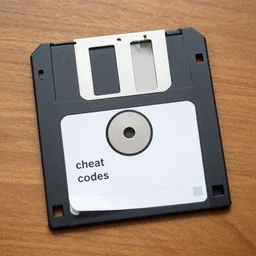 floppy disk labelled cheat codes