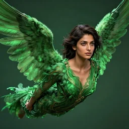 close up portrait, avan jogia as an angel flying, green feathers, alphonse mucha, rhads, ross tran, artstation, artgerm, octane render, 1 6 k