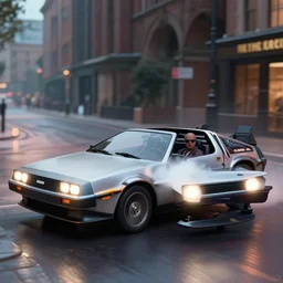 a screenshot of the delorean traveling through time at 8 k
