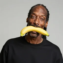 snoop dogg with a banana in his nose