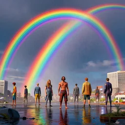 rainbows by artstation, deviantart, artfol, artslant artbox, cgsociety, gfxartist, artful, zatista, artpal, instagram, blendernation, frank stella, beeple, giger, kopera, zawadzki, synth - wave, hyperrealism, futurism 4 k, octane render