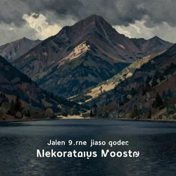 lakeside mountains, by rene magritte
