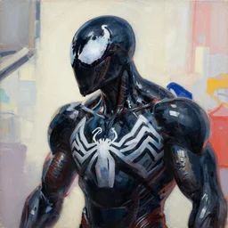 greg manchess portrait painting of a dark venomous iron spiderman as overwatch character, medium shot, asymmetrical, profile picture, organic painting, sunny day, matte painting, bold shapes, hard edges, street art, trending on artstation, by huang guangjian, gil elvgren, ruan jia, greg rutkowski, gaston bussiere