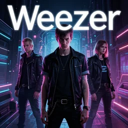 weezer album cover, cyberpunk