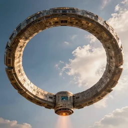 stargate made of stone that form a circle, cinematic view, epic sky, detailed, concept art, low angle, high detail, warm lighting, volumetric, godrays, vivid, beautiful, trending on artstation, by greg rutkowski