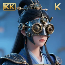 ancient chinese princess with steampunk mask, dynasty warriors, headshot, holy, unreal engine, 8 k, blue color scheme, headshot, highly detailed, smooth, ink painting, artstation, concept art, in style of yoji shinkawa, pan ren wei, col price, atey ghailan, by greg rutkowski, aesthetic