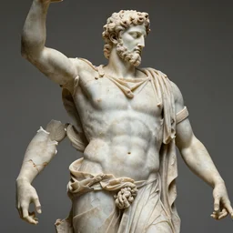 close up of an ancient greek statue of the god of destruction, highly detailed, hd, photorealism, broken pieces