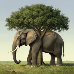 elephant tree hybrid by beksinski, magritte surrealism