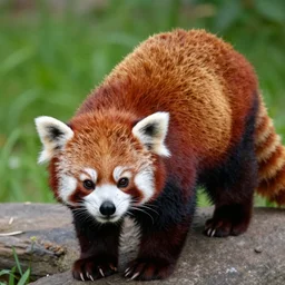 a pig red panda!!! hybrid! hyper realistic!! realistic lighting!! wildlife photographer of the year!!! bold natural colors, national geographic, hd, wide angle, 8 k