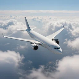 a plane in the sky between clouds, 4k detailed, very very very well detailed image