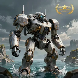 a concept art of a water combat mech, artstation