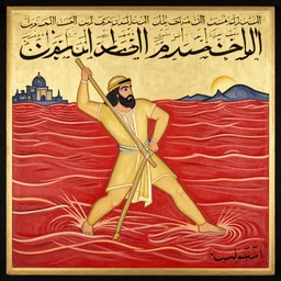 moses splits the red sea, arabic traditional art