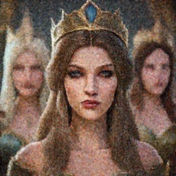 blurred background. close-up portrait of a goddess in crown, by Alex Gross, Anato Finnstark and Alena Aenami. unreal engine