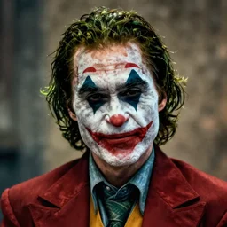 a cinematic photography of a portrait of christian bale as the joker from dc