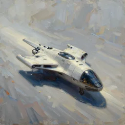 minimalist concept art spaceship, long deliberate brushstrokes, concept art oil painting, loosely detailed, brush hard