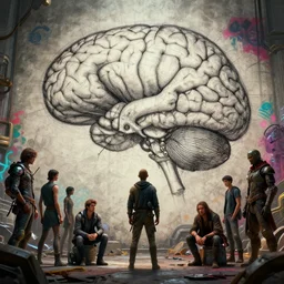 illustration of da vinci's vitruvius brain sketch, cinematic, by sachin teng and sergey kolesov and ruan jia and heng z and wlop. graffiti art, scifi, fantasy, hyper detailed. octane render. concept art. trending on artstation