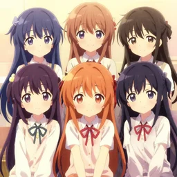 stylized anime visual novel characters, lighting, cute