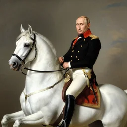 portrait of vladimir putin as napoleon on a white horse by jacques - louis david