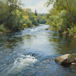 a beautiful river, realistic painting, high definition, digital art, very detailed