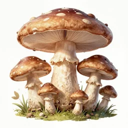 mushroom family, manga cover style, D&D, fantasy, highly detailed, digital painting, artstation, concept art, sharp focus, illustration, art by artgerm and greg rutkowski and alphonse mucha
