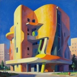 painting of architecture in the style of yuichi yokoyama and archigram, heavy, rich, smooth, jagged, salad colors, 4 k