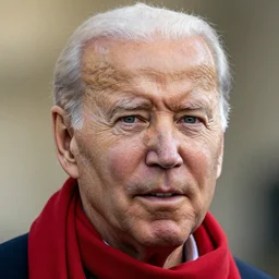 portrait of president joe biden as afghan man, green eyes and red scarf looking intently, photograph by steve mccurry