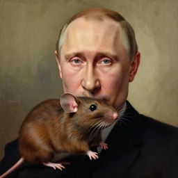 rat with Putin's face, painting in the style of leonardo da vinci