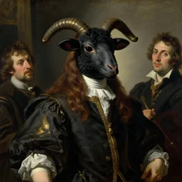 neoclassical portrait of a prince wearing a black sheep mask in his temple, by jacques - louis david, by greg rutkowski, by zdzisław beksinski, by josep tapiro baro, by caravaggio, trending on artstation, featured on pixiv, masterpiece, oil on canvas, cinematic composition, dynamic beautiful lighting,