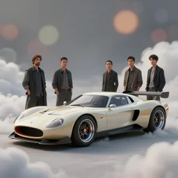 custom concept design of a classic racing sport car. car design by cory loftis, fenghua zhong, ryohei hase, ismail inceoglu and ruan jia. len blur background bokeh. art by artgerm and filip hodas. clouds by rhads. 3 d render, surrealism, hyperrealism.