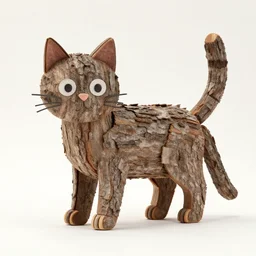 a cat made of bark
