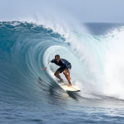 a surf photograph of the silver surfer tucked into a massive barreling wave in bali. fast shutter speed, surf photography, dslr,