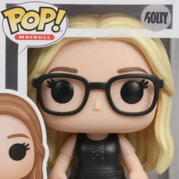 a 20 year old white girl with black glasses and long blonde hair funko pop close up highly detailed photo