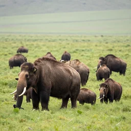 a herd of mammoths grazing in europe