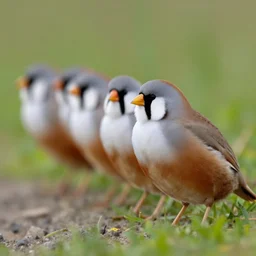 a row of bearded reedlings