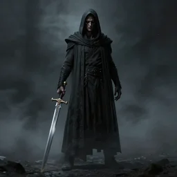full body centered uncut character pose of mysterious - eerie - ominous looking he - man, he - man is holding the power sword in his right hand, dark grey shadowy smokey eery background, direct natural lighting, cinematic, epic, ultra - detailed, sharp focus, colored, zbrush, octane, artwork by artgerm and greg rutkowski and alphonse mucha