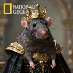photorealistic portrait photograph of a humanoid rat as a glorious regal space king, sleek outfit, upper body, fantasy, handsome, depth of field, soft focus, highly detailed, intricate, realistic, national geographic cover, soft glow, textured, artstation, concept art, sharp focus, illustration, art by artgerm and greg rutkowski and alphonse mucha