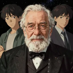 portrait of elderly 1 9 th century genius inventor by dan mumford, yusuke murata, makoto shinkai, ross tran, cosmic, intricate detail, cinematic, 8 k, cel shaded, unreal engine, featured on artstation, pixiv
