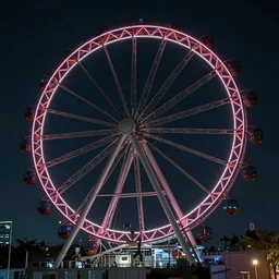 hyper realistic photograph of a spooky ferris wheel, at night