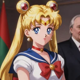 president of belorussia, alexander lukashenko in anime as anime princess, sailor moon, anime,WLOP, perfect faces, fine details