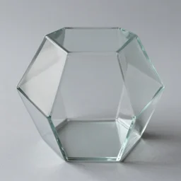 upright glass hexagon
