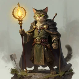 cat sorcerer, dnd fantasy digital art by Greg Rutkowski